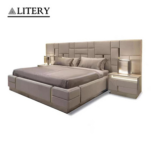 Deluxe Italian Bed Maker Bespoke Luxury Bedroom Collection Padded Bed With High Headboard