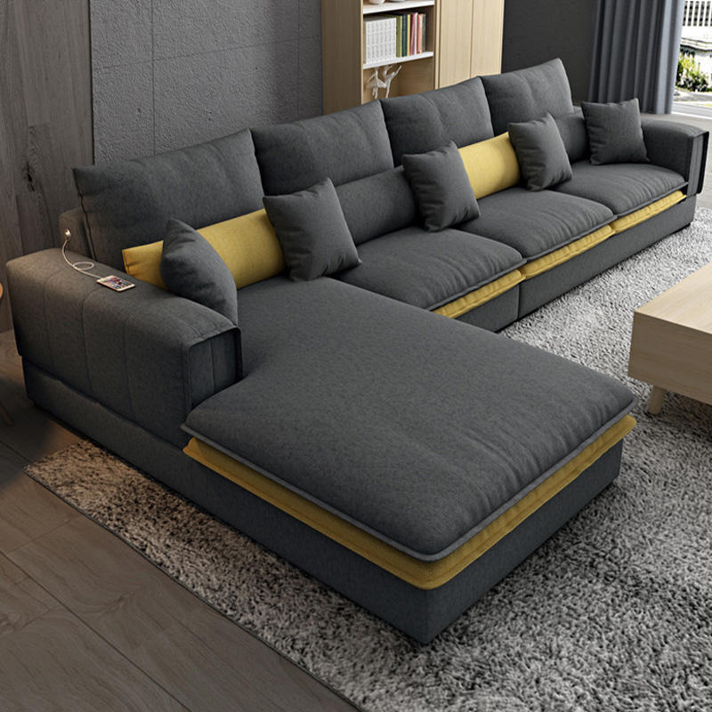 Cheap Nordic Modern Sofa Design L Shape Fabric Velvet Lounge Sectional Office Recline Sofa Set Furniture Couch Living Room Sofas