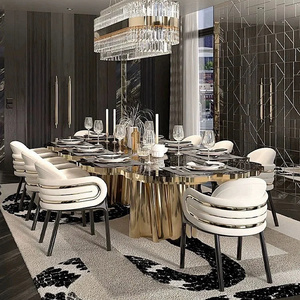 Italian designer luxury bespoke High-End Villa Dining Room Large 12 14 Seater Black Marble Top Dining Table