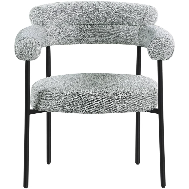 Luxurious Boucle Upholstered Armchair with Sleek Metal Frame Elegant and Comfortable Accent Chair for Living Room Office Lounge