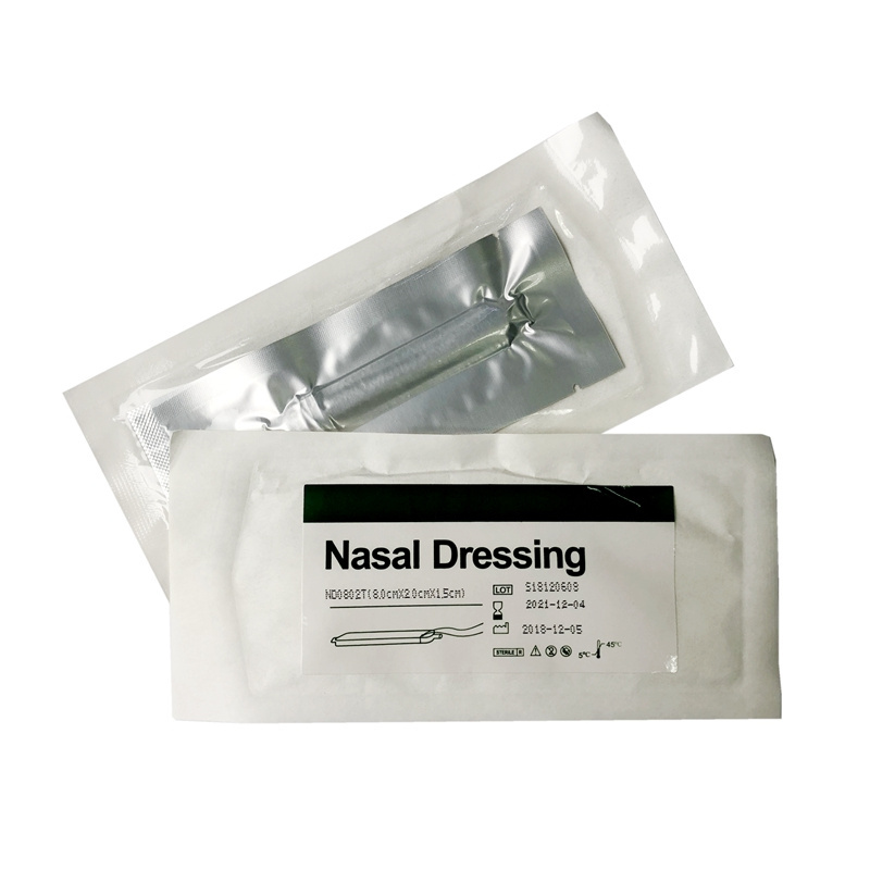 Soluble gauze nasal dressing with string