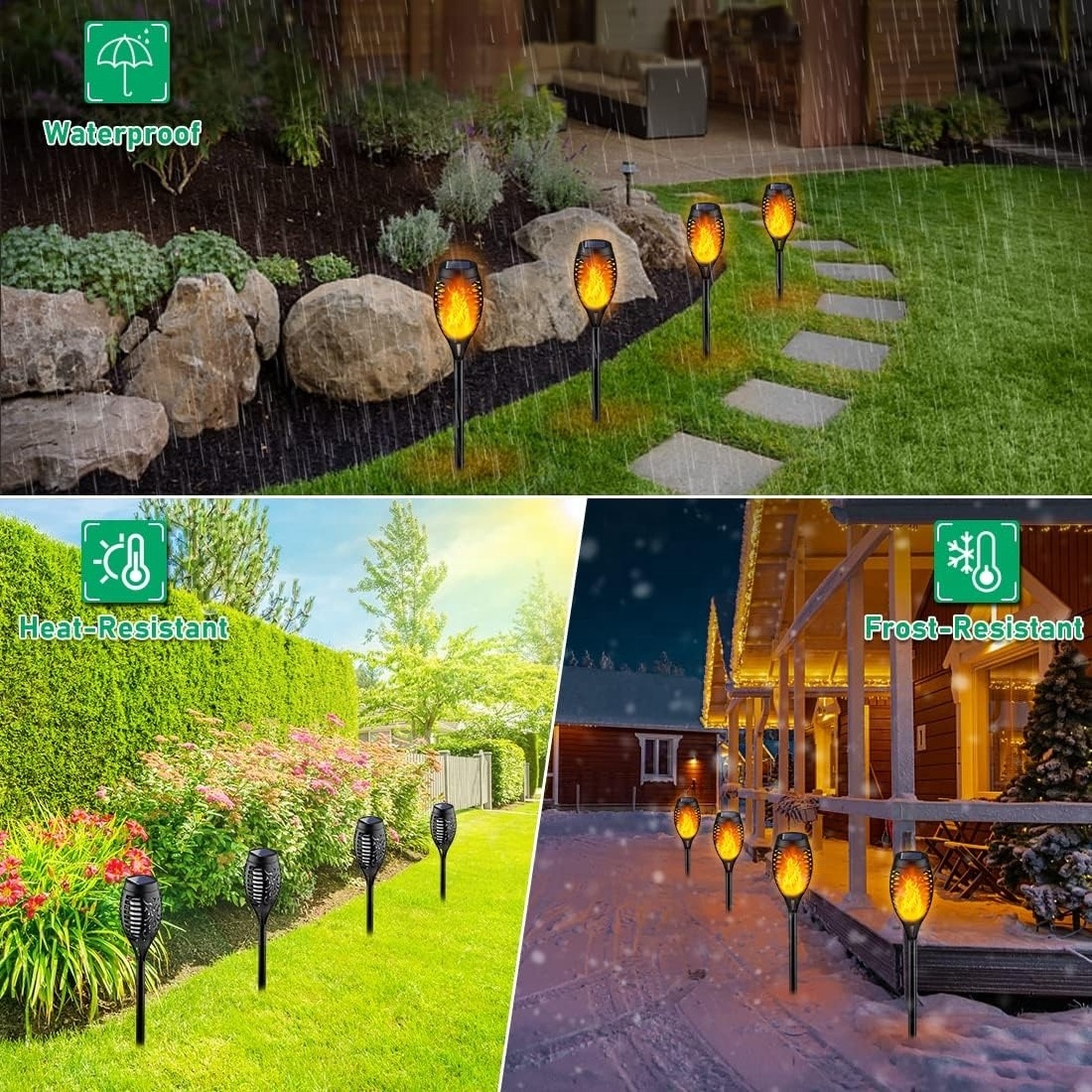 Solar Lights With Flickering Flame, Outdoor Waterproof, LED Decoration, Landscape Solar Outdoor Lights, Yard Yard Yard Garden De