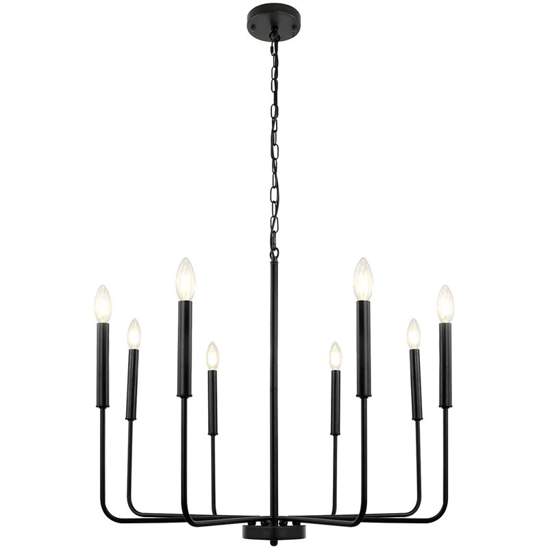 Black Chandelier, 6-Light Farmhouse  Hanging, Light Fixtures Rustic Industrial Modern Chandelier for Bedroom, Foyer and Living