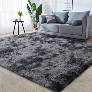 Home decorative tie dye bedroom faux fur home floor large fluffy carpets living room area rugs shaggy carpet