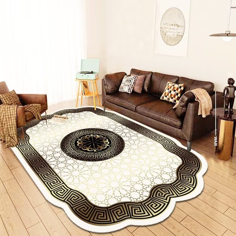 Cheap price Wholesale Modern  Living Room Carpets Turkey style  Gold Rug  LASER CUTTING CLOUD PATTERN  COFFEE RUNNER CARPET