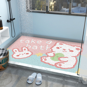 PVC Coil Bath Mat PVC Noodles Loop non-slip shower coil bathroom mat Hot sale Ecofrindly printing Antislip Waterproof mat