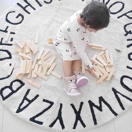 Rainbow Round Kids Play Rug Alphabet Nursery Area Rug Extra Large Soft Crawling Play Mat for Children Toddlers Bedroom