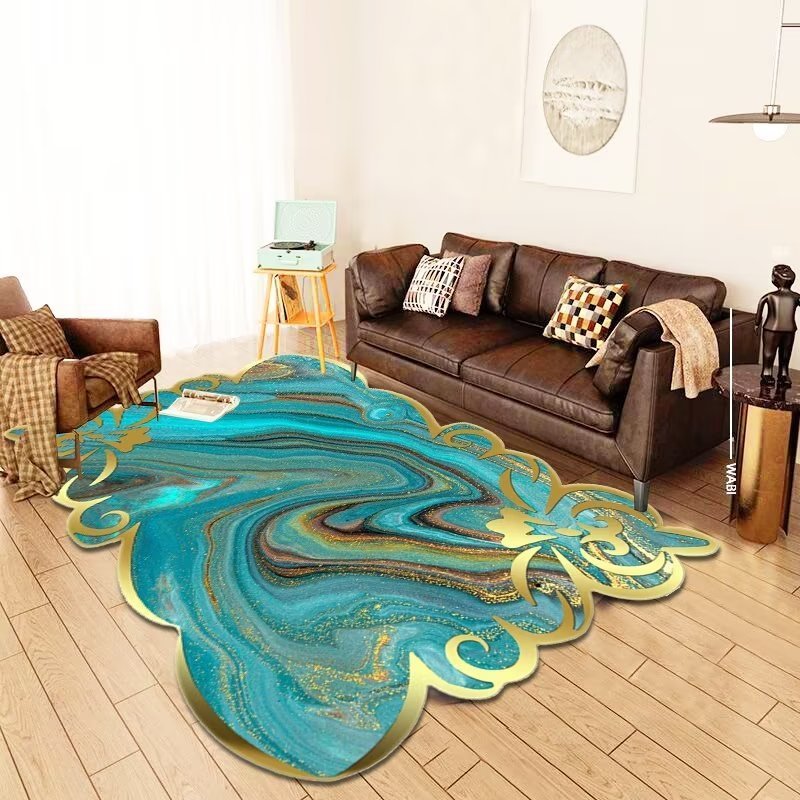 Cheap price Wholesale Modern  Living Room Carpets Turkey style  Gold Rug  LASER CUTTING CLOUD PATTERN  COFFEE RUNNER CARPET