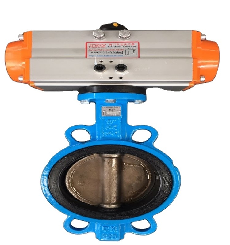 DN50-DN600 D671X-16C pneumatic control soft seal steel casting wafer-type butterfly valve