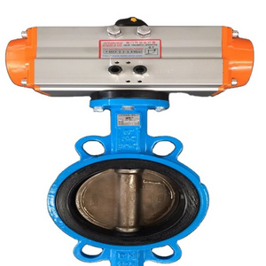 DN50-DN600 D671X-16C pneumatic control soft seal steel casting wafer-type butterfly valve