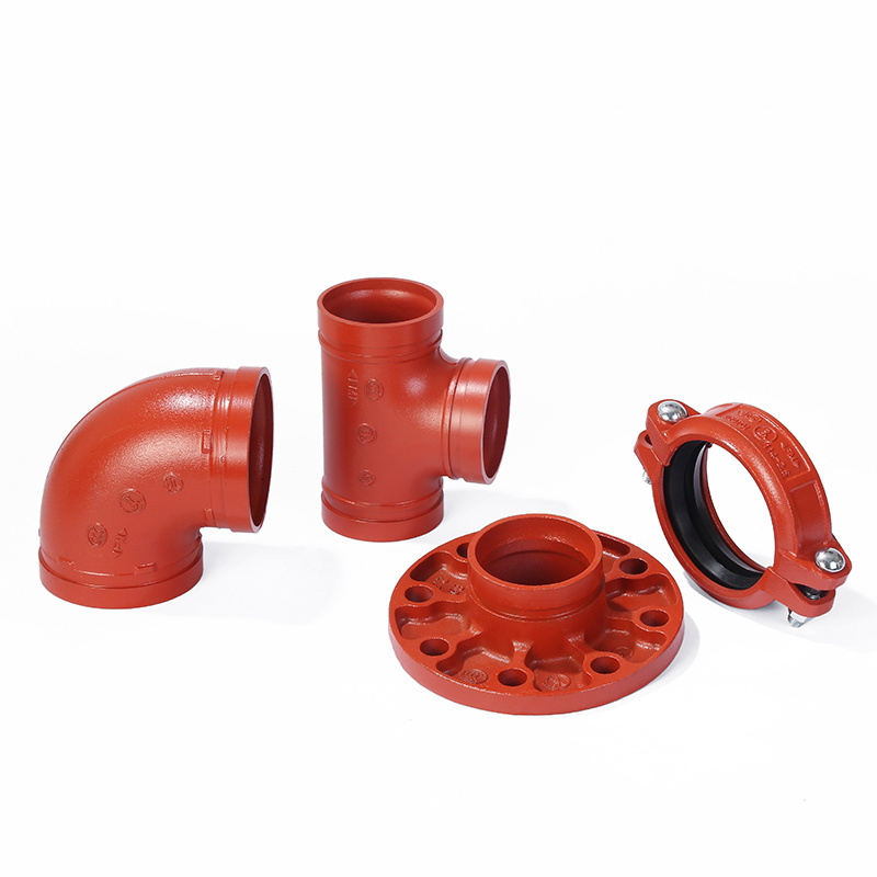 JIANZHI fire fighting ductile gi grooved cast iron pipe fittings coupling Split Flange for fire fightings