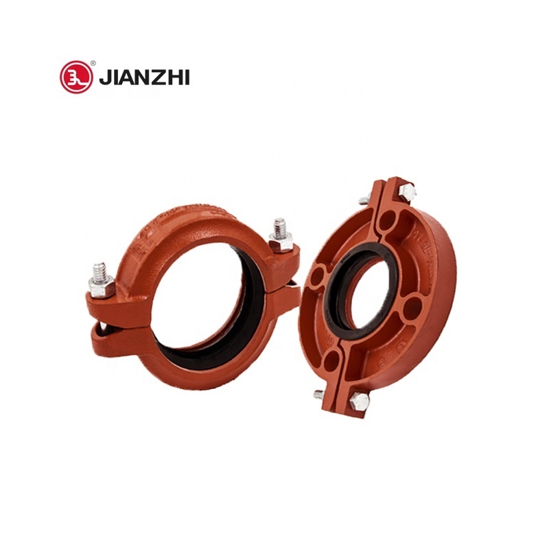 JIANZHI fire fighting ductile gi grooved cast iron pipe fittings coupling Split Flange for fire fightings