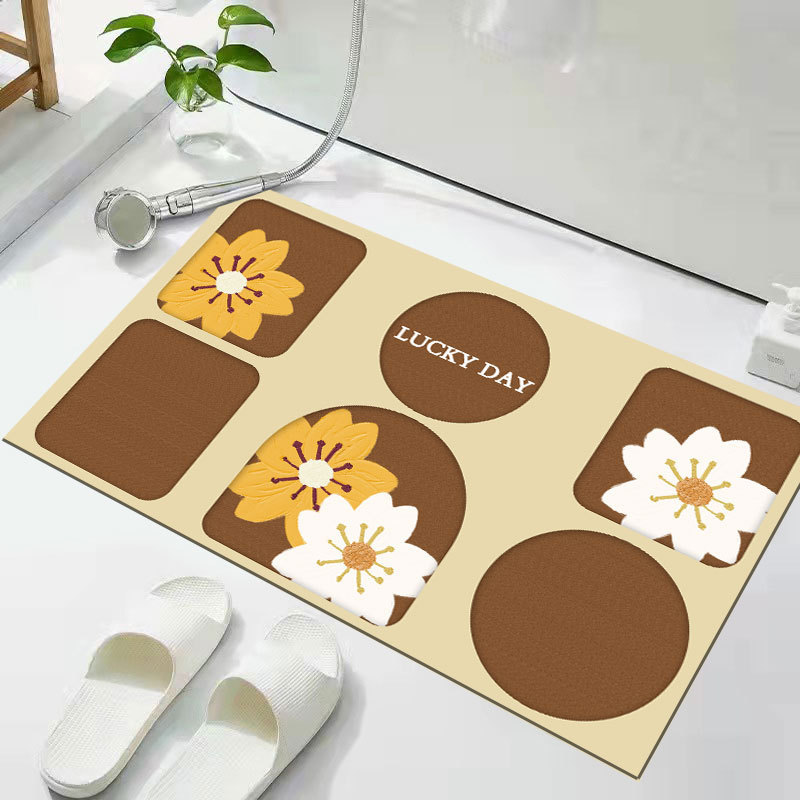 Non slip waterproof shower mat soft Rubber bathroom diatom mud floor mats quick dry super absorbent mat