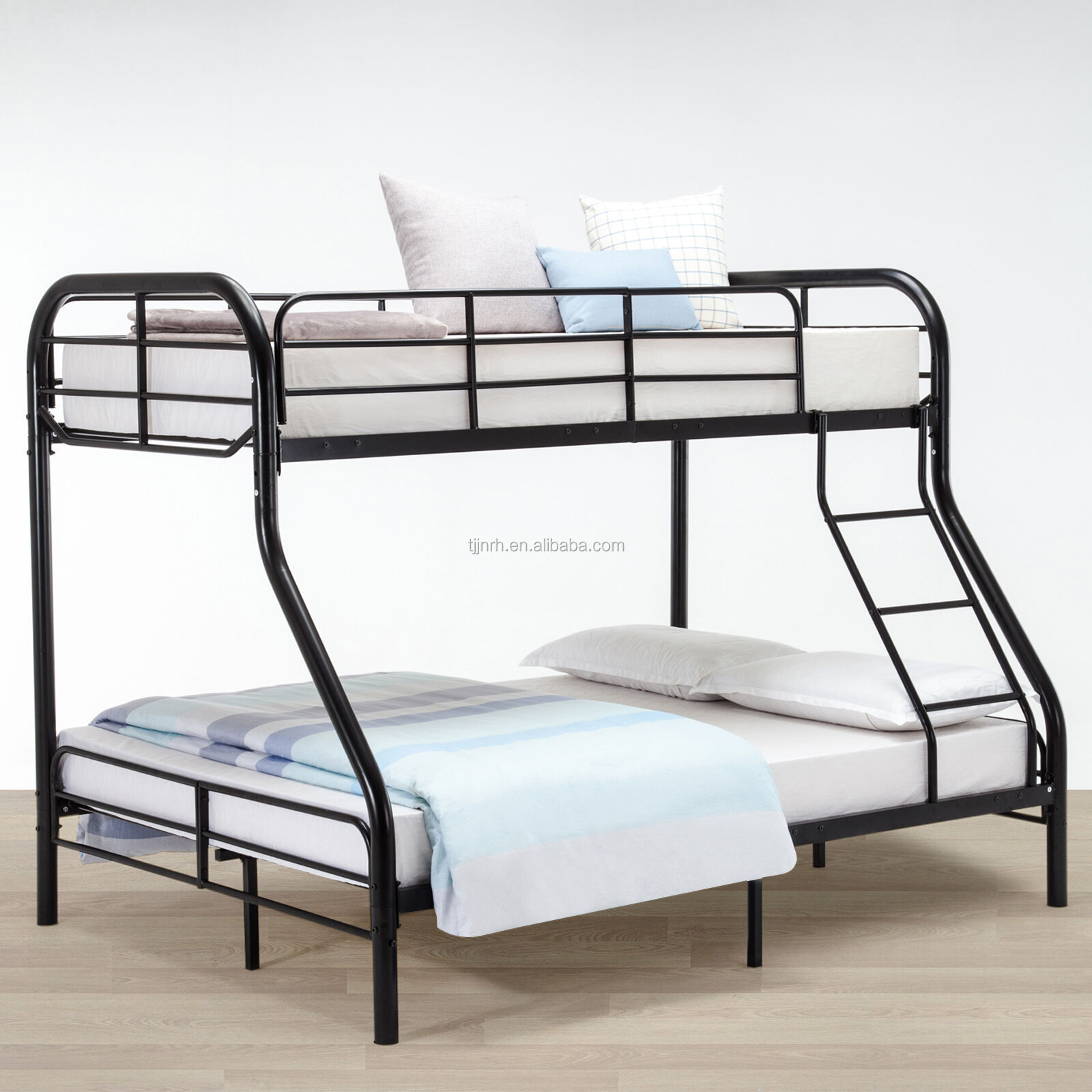 Double deck single over double metal bunk bed for 3 people  children bedroom furniture