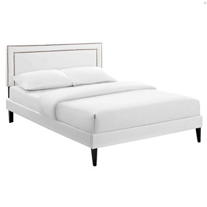 Upholstered Platform Bed Italian Design Solid Wood Frame Fabric Bed All in One Box