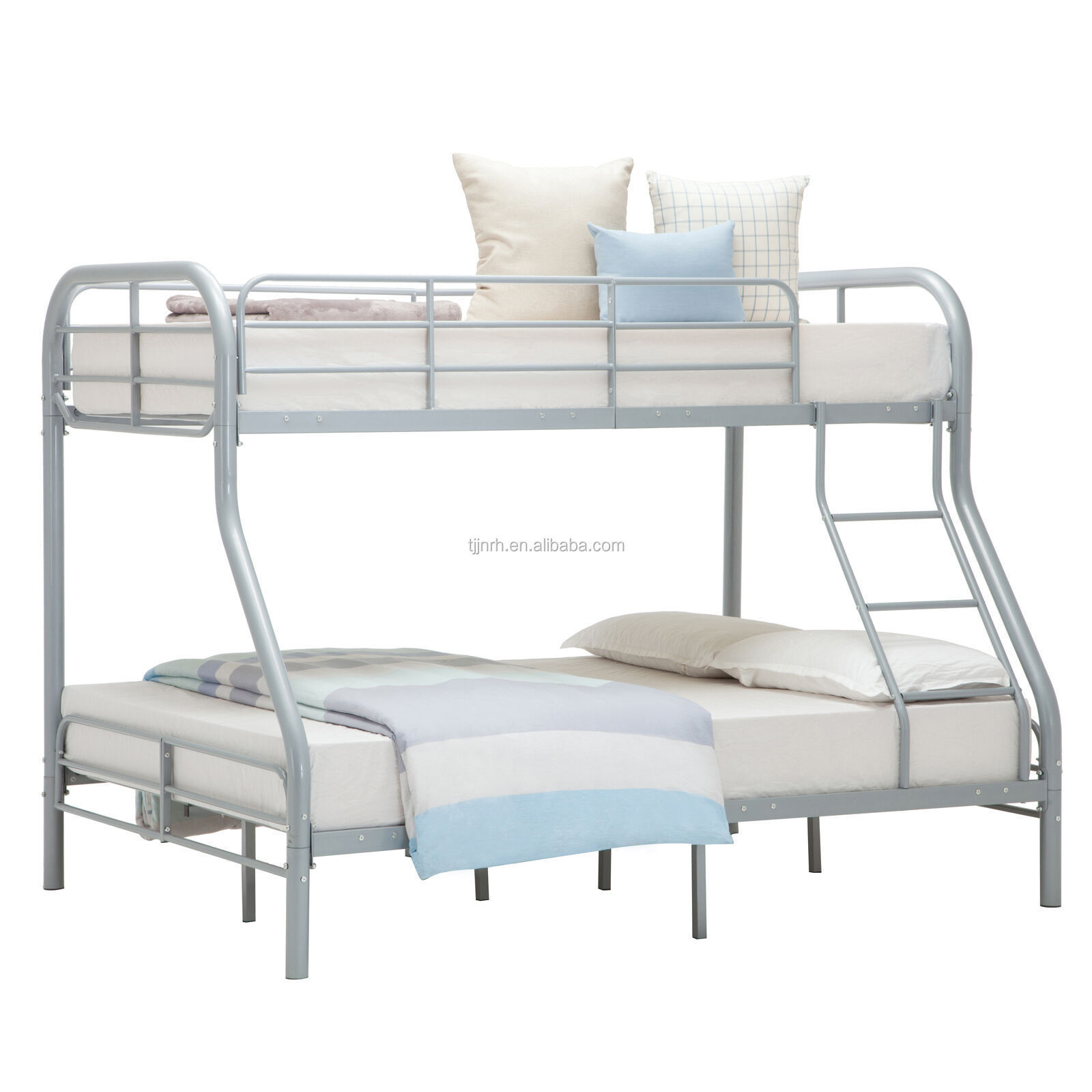 Double deck single over double metal bunk bed for 3 people  children bedroom furniture