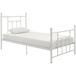 White Metal Bed, Twin Full Queen Size Metal bed, Metal loft bed frame for Bedroom Furniture Modern Adult Victorian