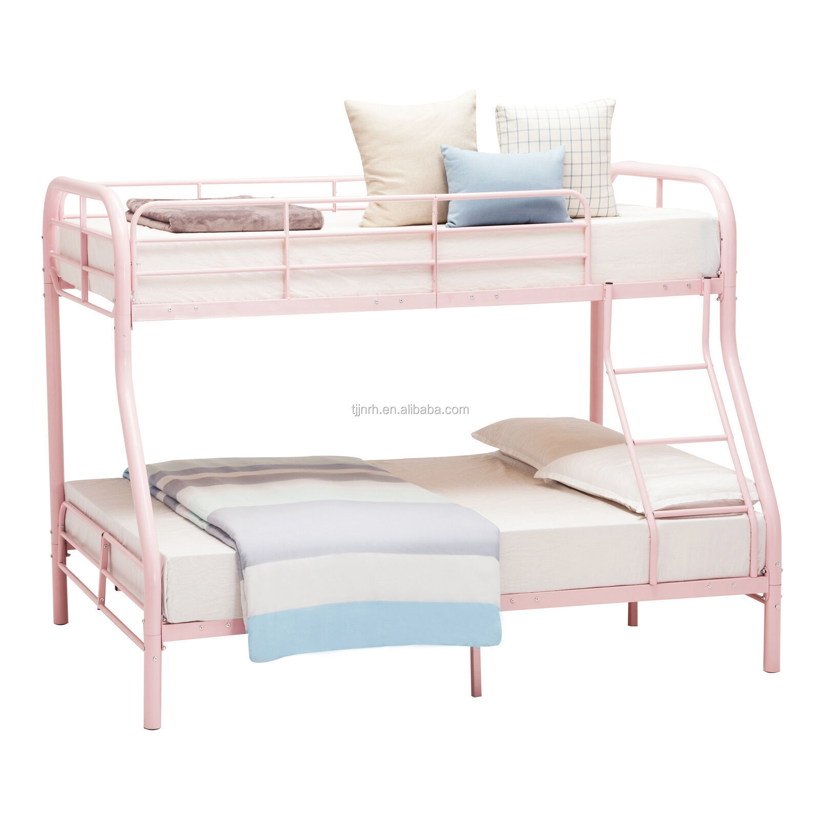 Double deck single over double metal bunk bed for 3 people  children bedroom furniture