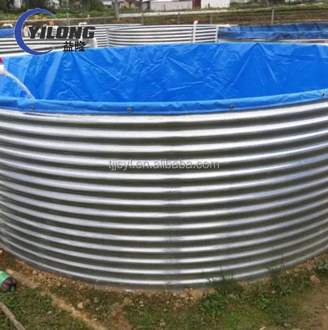 Recirculating aquaculture system galvanized tarpaulin tilapia biofloc fish farming tank equipments