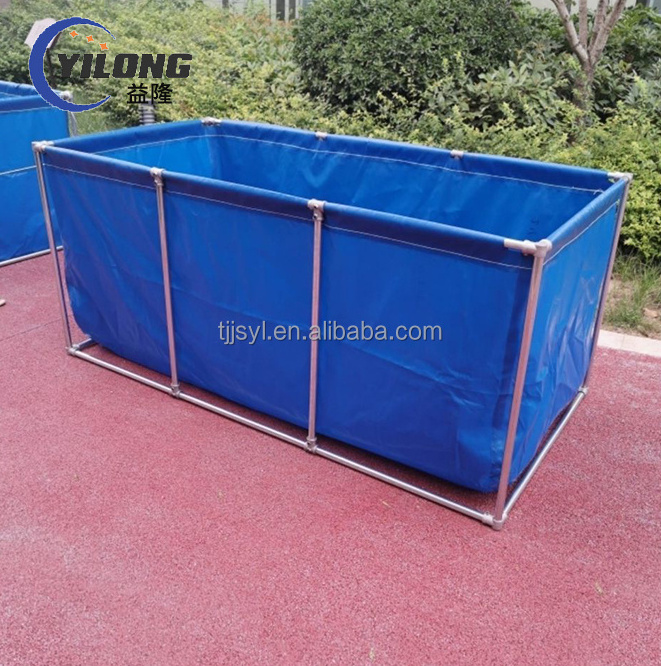 folding tarpaulin coated PVC collapsible water storage tank commercial fish tank for fish farm aquariums