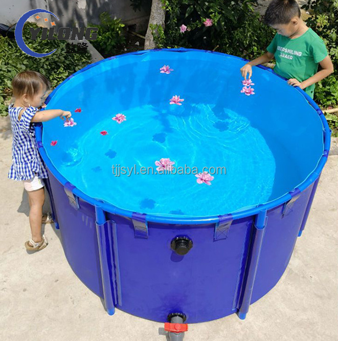 cheap light weight portable outdoor breeding pvc coated collapsible tarpaulin fish tank fishing pond