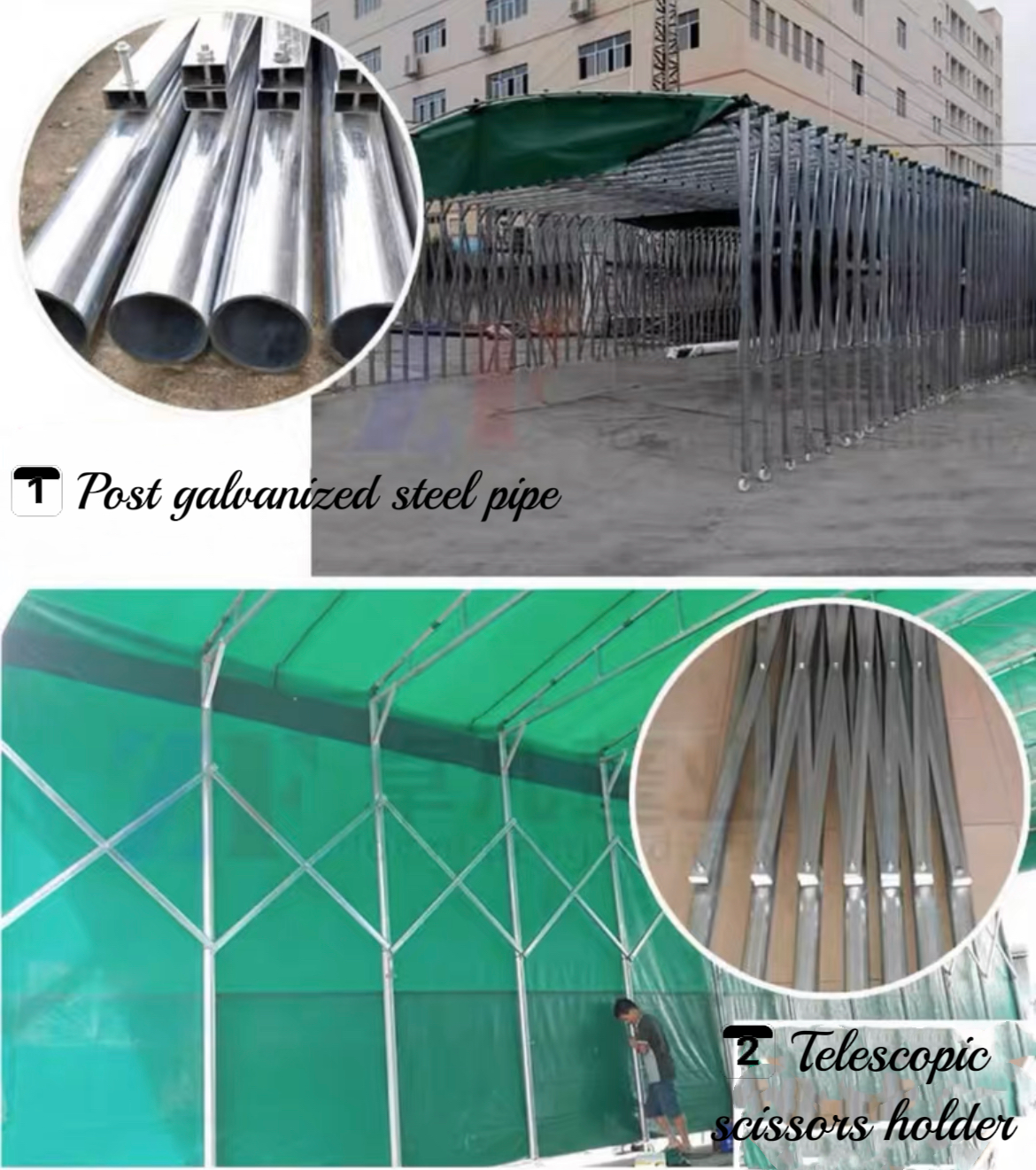 Outdoor waterproof roofing canvas steel frames portable car wash shelter