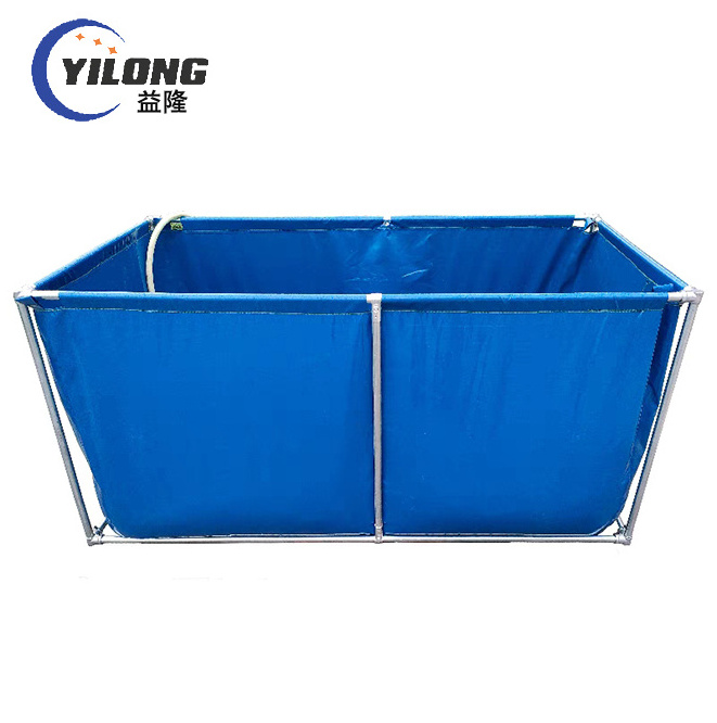 Outdoor steel frame coated pvc reinforced tarpaulin collapsible fish tank ponds for fish farming