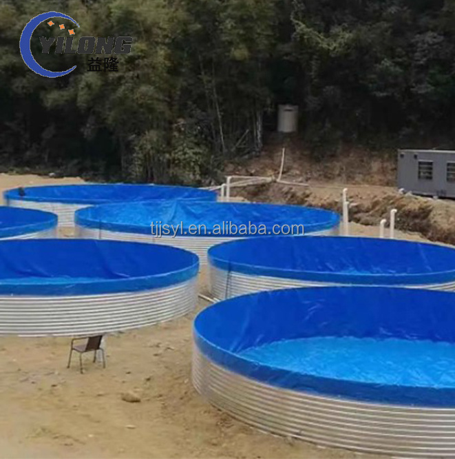 Recirculating aquaculture system galvanized tarpaulin tilapia biofloc fish farming tank equipments