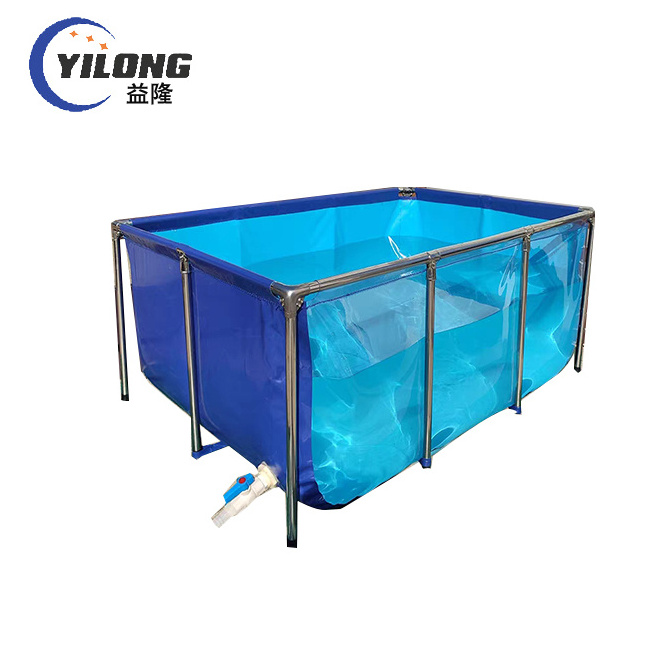 Outdoor steel frame coated pvc reinforced tarpaulin collapsible fish tank ponds for fish farming