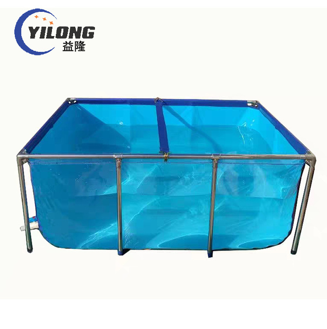 Outdoor steel frame coated pvc reinforced tarpaulin collapsible fish tank ponds for fish farming