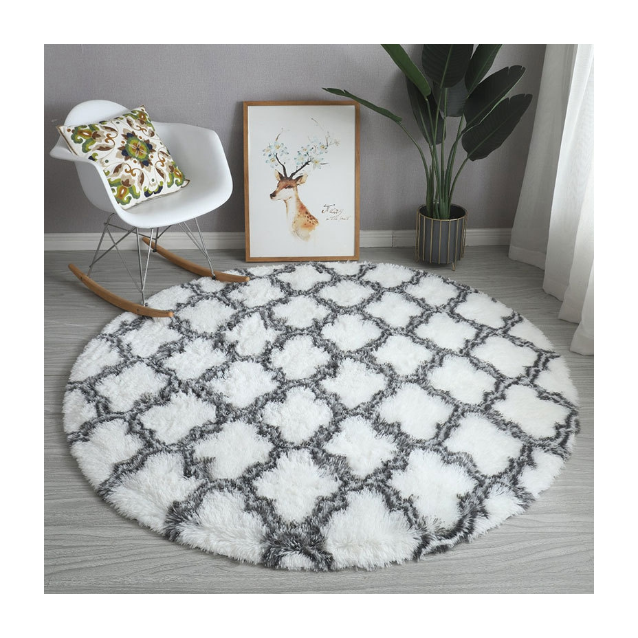 Nordic round pattern tie dyed carpet basket chair living room long wool floor mat bedroom bedside covered with silk wool carpet