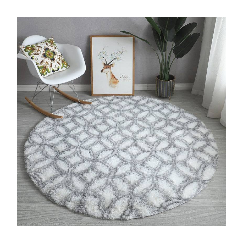 Nordic round pattern tie dyed carpet basket chair living room long wool floor mat bedroom bedside covered with silk wool carpet