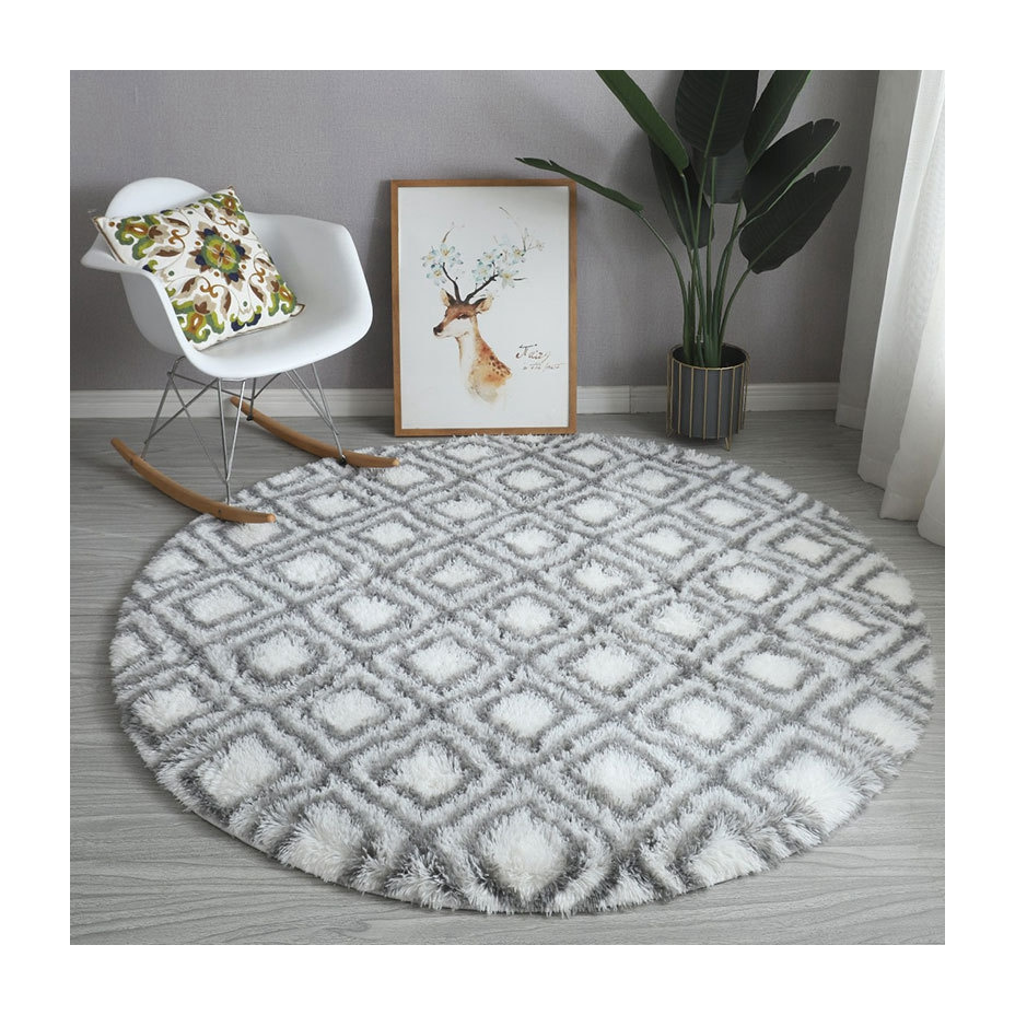 Nordic round pattern tie dyed carpet basket chair living room long wool floor mat bedroom bedside covered with silk wool carpet