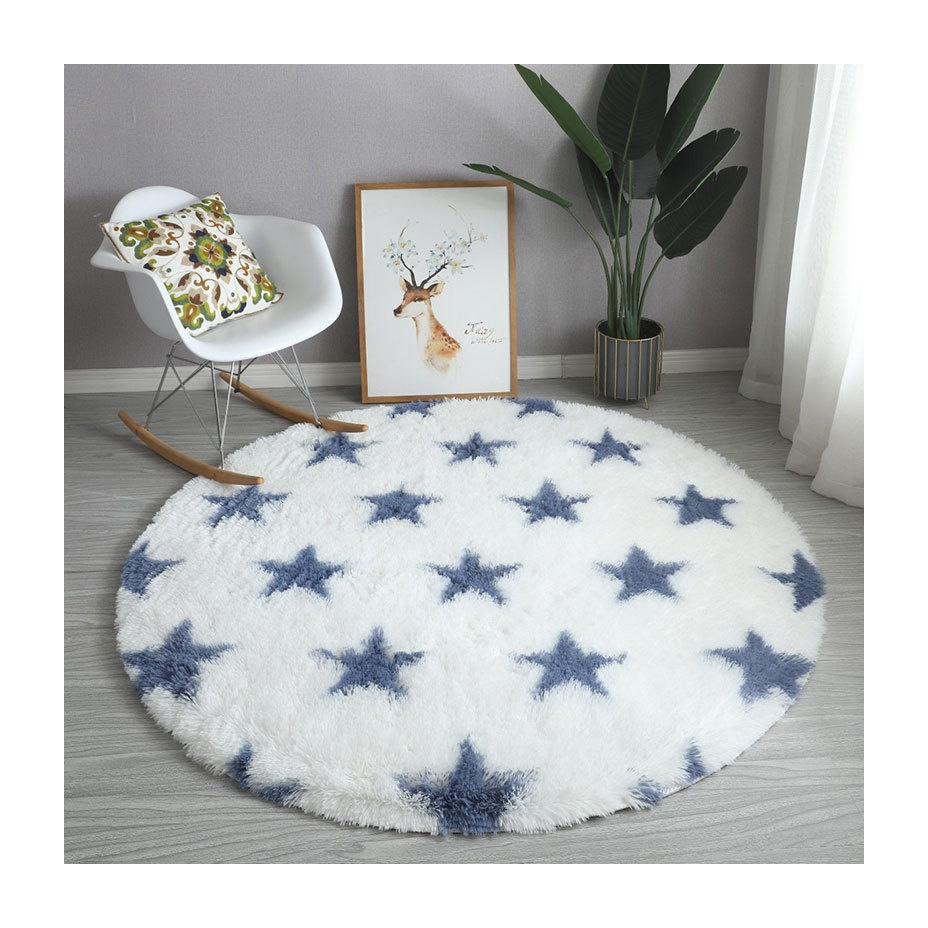 Nordic round pattern tie dyed carpet basket chair living room long wool floor mat bedroom bedside covered with silk wool carpet