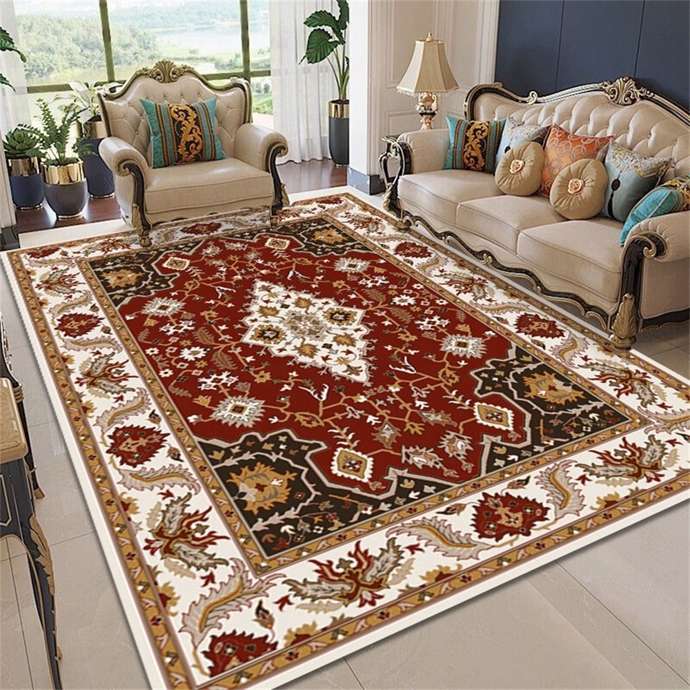 Factory Direct Sales Retro Chinese Style Carpets Large-sized Living Room Anti Slip Foot Mats Tailorable Nylon Printed Area Rugs