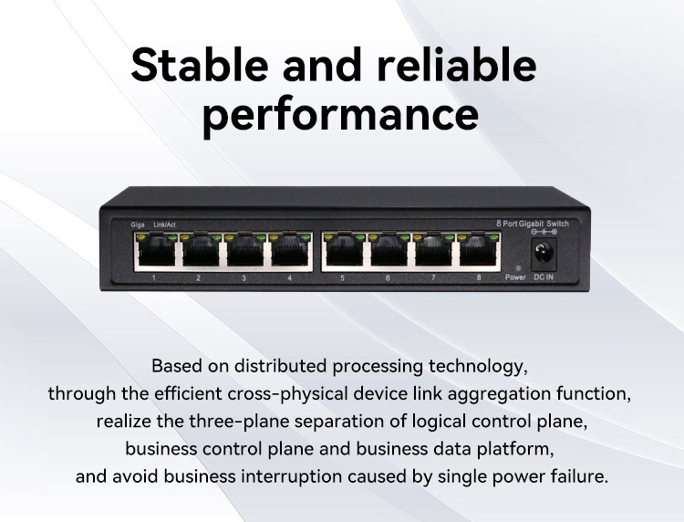 Manufacturers for Network Switch Full Gigabit 8 Port POE Switch 2 Uplink 1000mbps Network Converter Switch PoE