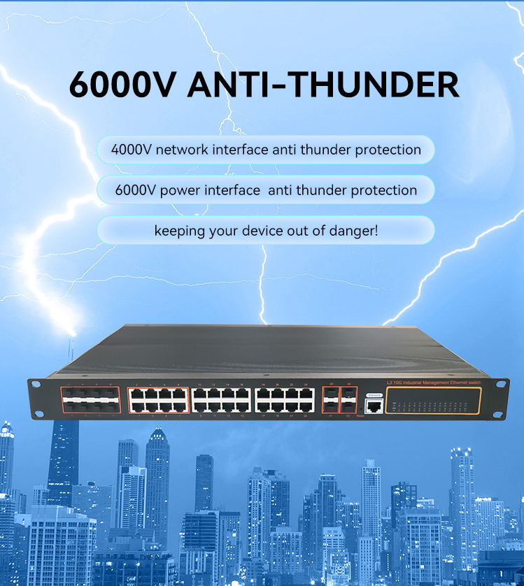 Fiber Optic Equipment 110-240V POE Switch 24*10/100/1000 Base-TX Ports SFP POE FTTH  Outdoors Network Switch