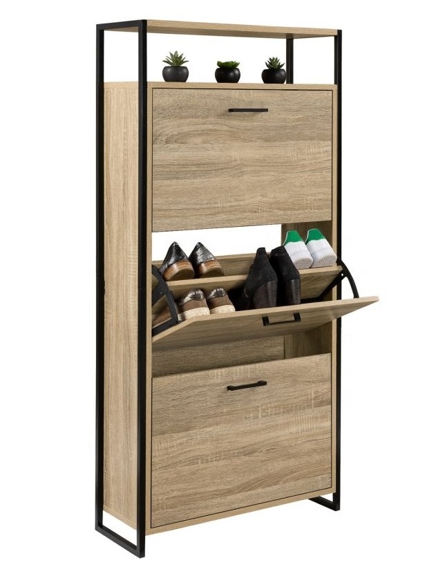 Fujian manufacturer competitive price 3 drawer smart shoe high tall storage shoe cabinet for entryway household