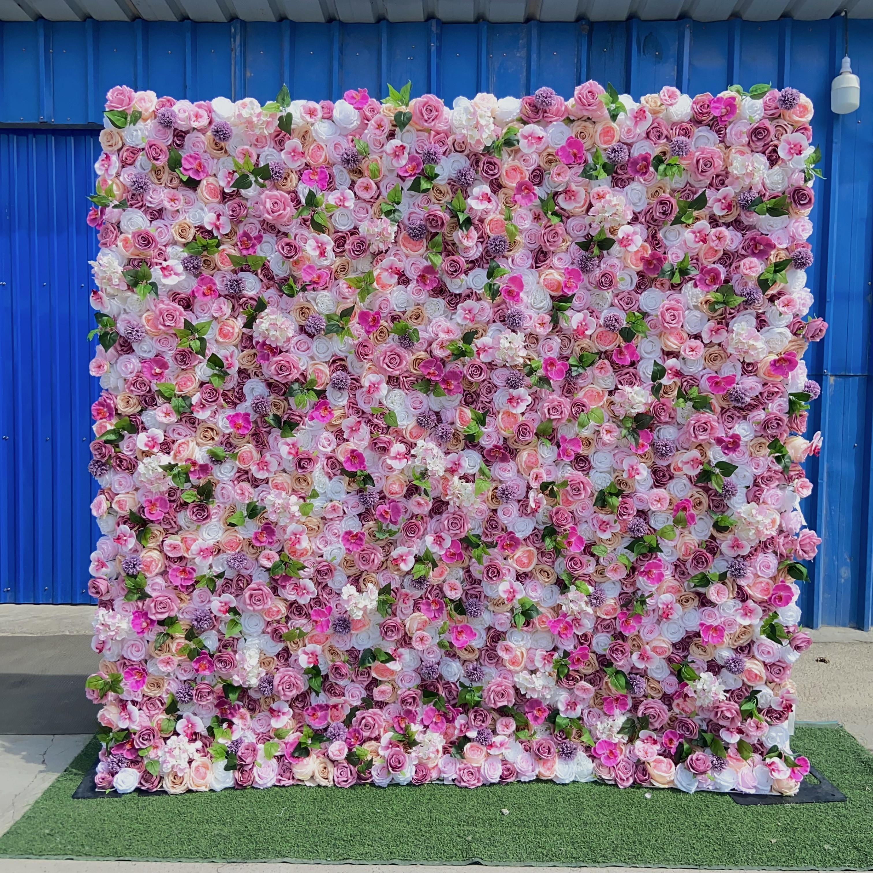 KL-WA89 wholesale Wedding artificial white flower Wall panel roll up flower wall Backdrop 8ft x 8ft rose wall For event decor