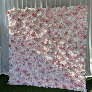 KL-WA89 wholesale Wedding artificial white flower Wall panel roll up flower wall Backdrop 8ft x 8ft rose wall For event decor