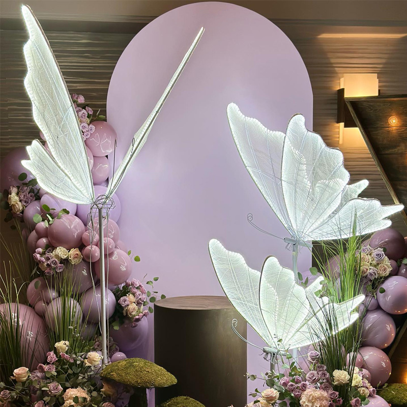 GJ-WL001-1 Wholesale butterfly large white warm white led light wedding lighted butterfly for wedding event decorations