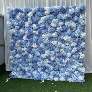 A-FW036 Wholesale artificial blue flower wall backdrop 8ft x 8ft roll up flower wall silk flower wall for wedding decoration