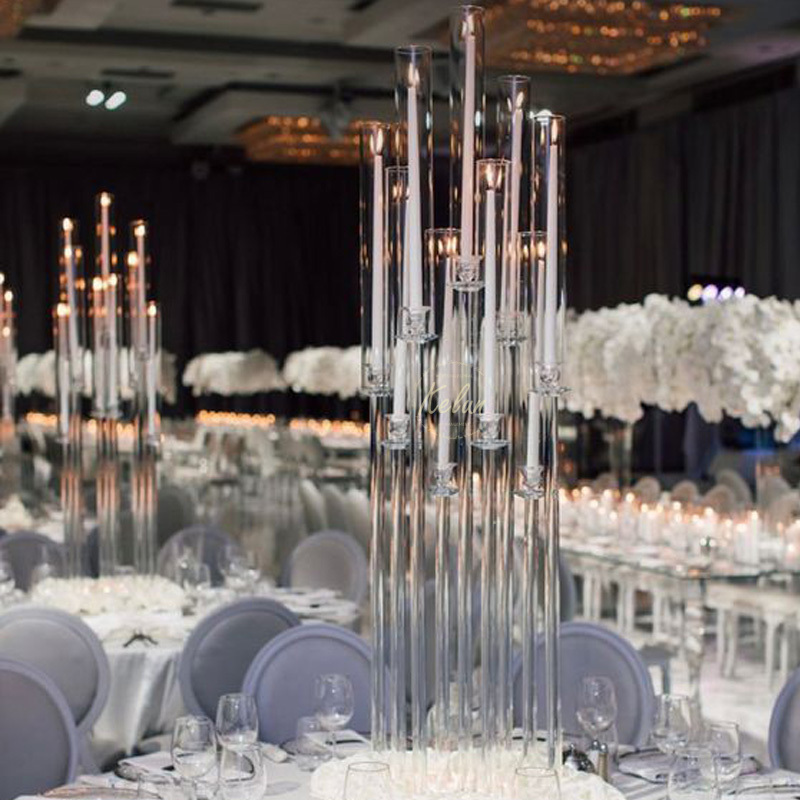 GJ-CH10-4 European Luxury 128 cm tall Table Candelabra Centerpieces  Acrylic Candle Holders centerpieces for wedding table