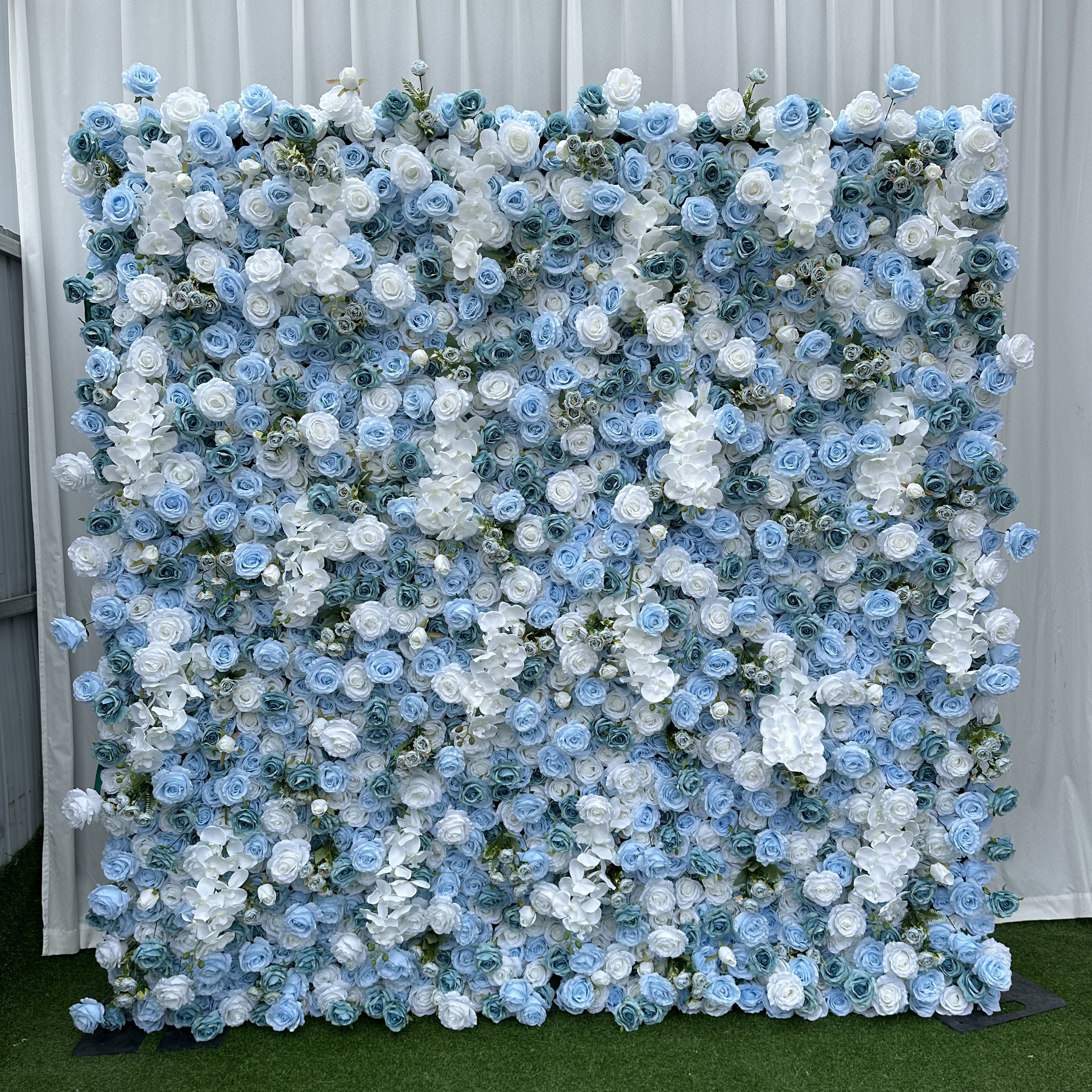 KL-WA93 Hot Sale Wedding Party 3D Burgundy artificial rose flower wall backdrop roll up curtain 8ft x 8ft for event decoration