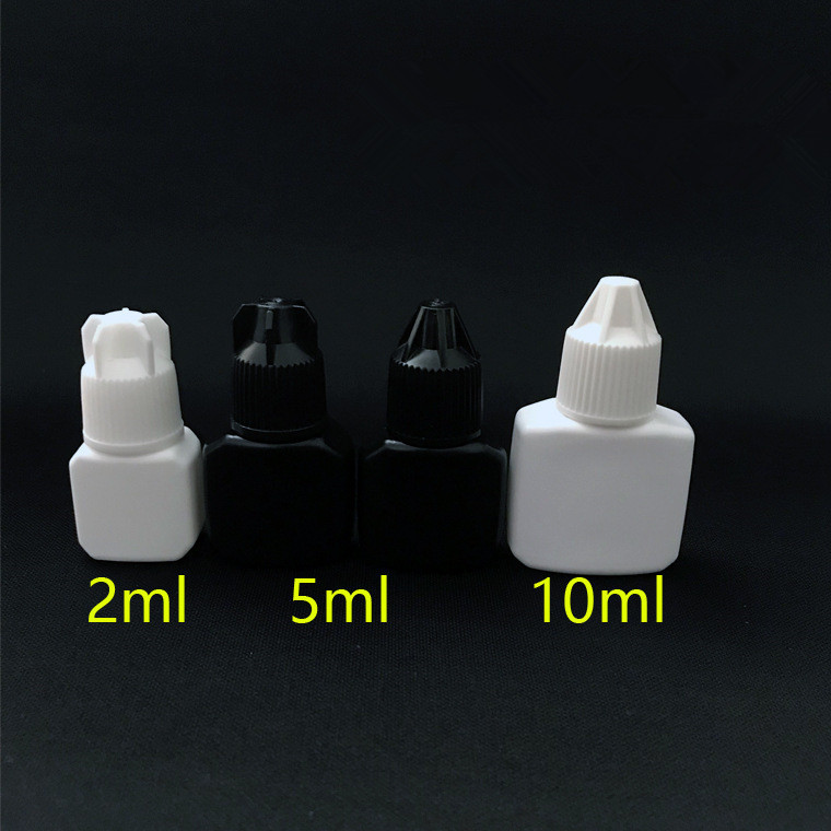 2ml 5ml 10ml black square False nail glue bottles lash extension glue eyelash bottles