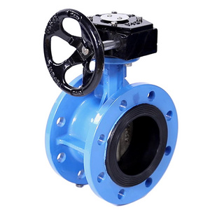 PN10 PN16 DI Body DI Nickel Plate Disc SS410 Shaft NBR Seat 16" DN400 Double Flanged Butterfly Valve Handwheel Water Manual Gear