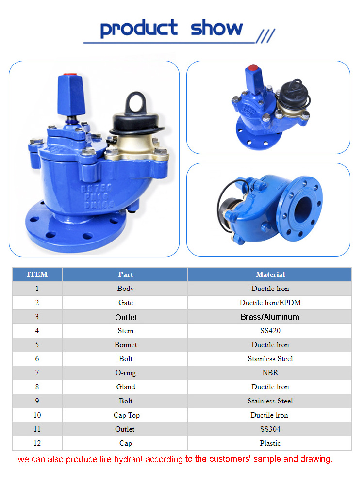 DI BS750 Underground Fire Fighting  Emergency Rescue Ductile Iron Fire Fighting Requirement D.I + EPDM Fire Hydrant