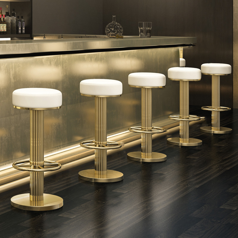 Custom adjustable  Modern Bar Stool Chairs Luxury Stainless Steel Nordic Velvet adjustable  Bar Chair