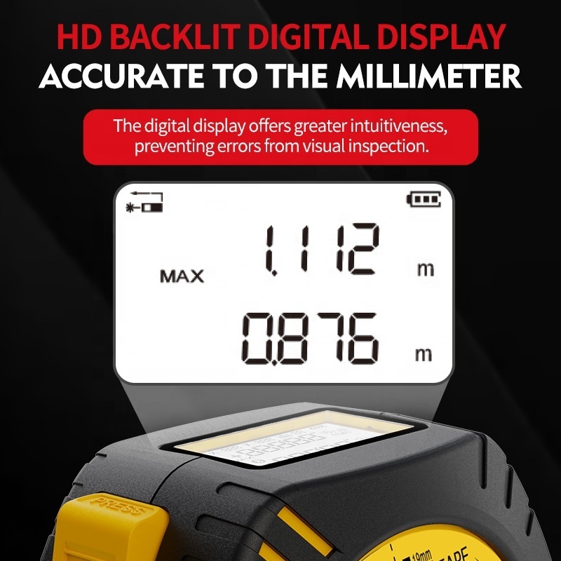 Digital Laser Tape Measure 130ft/40m Laser Distance Meter Display On Backlit LCD Screen with 16ft/5m AutoLock Measuring Tape