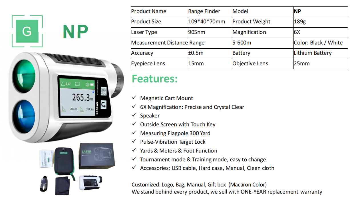 Golf laser rangefinder 600m mini outdoor use smart range finder with screen and speaker